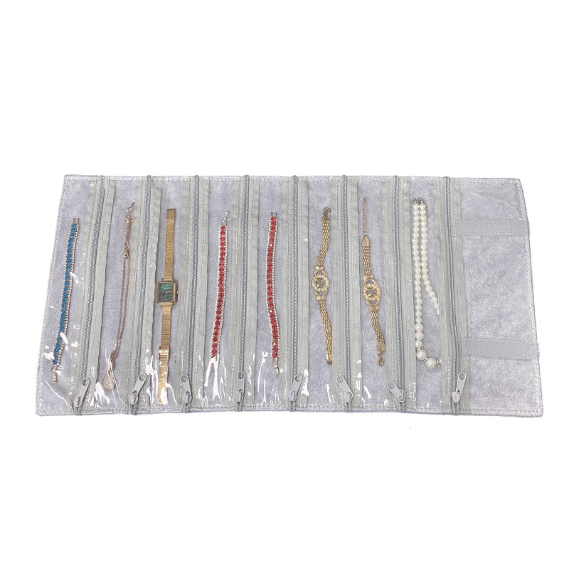Velvet Zipper Pvc Lattice Dust-Proof and Antioxidant Jewelry Wrap Bag Brooch Ring Earring Organizer Organizer Bag