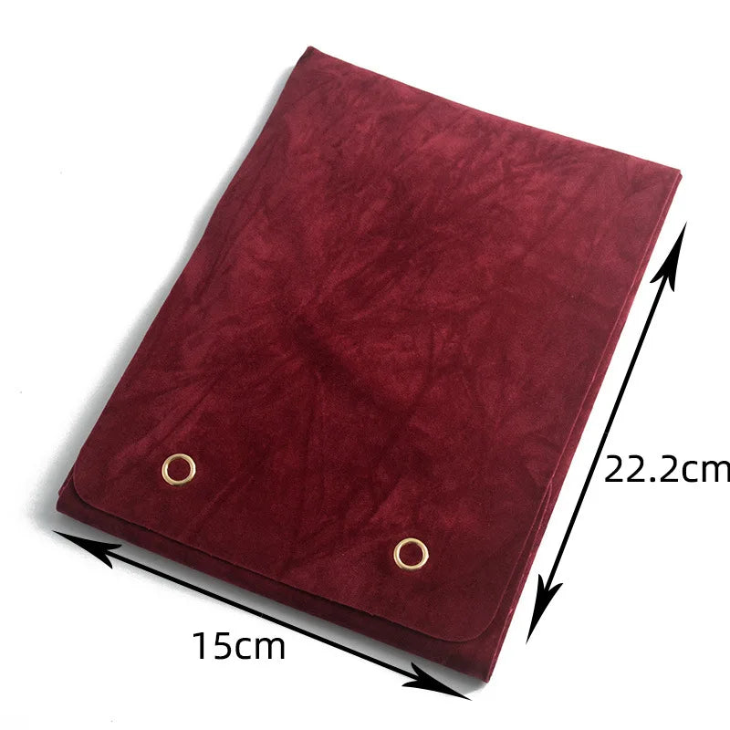 Pearl Necklace Storage Bag Holder Wine Red Double-Sided Textured Fabric Pouch Exhibiting Travel Jewelry Collection Display Bag