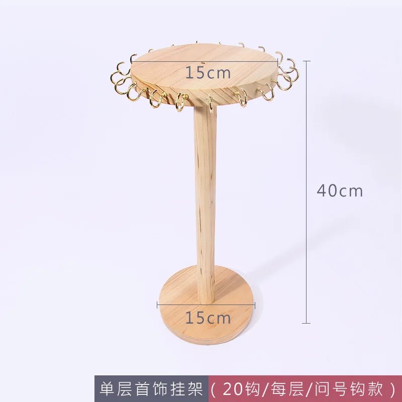 Wood Necklace Display Jewelry Display Pendant Stand Exhibition Necklace Earrings Bracelet Storage Holder Necklace Rack Showcase