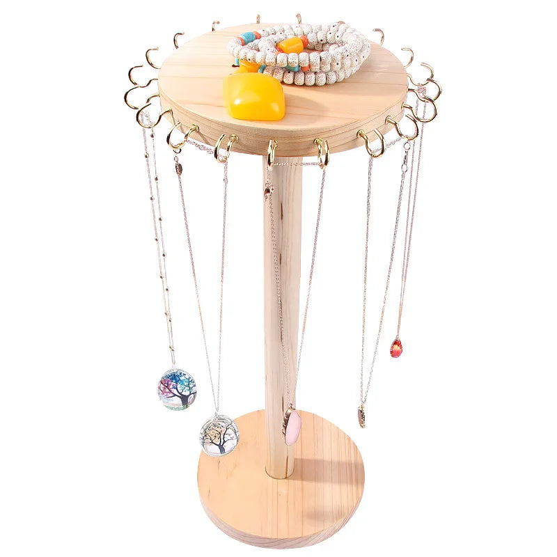 Wood Necklace Display Jewelry Display Pendant Stand Exhibition Necklace Earrings Bracelet Storage Holder Necklace Rack Showcase