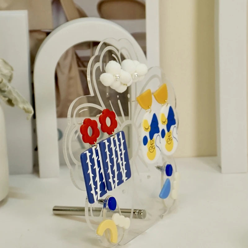 Transparent Acrylic Earring Rack Earring Flower Shape Jewelry Display Fram Detachable Earring Brooch Holder