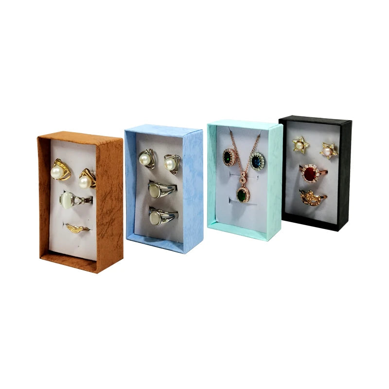 Paper Boxes Wholesale 4*4Cm and 5*8Cm Jewelry Packaging Case with Bow Ring Earring Necklace Storage Holder 24Pcs or 48Pcs