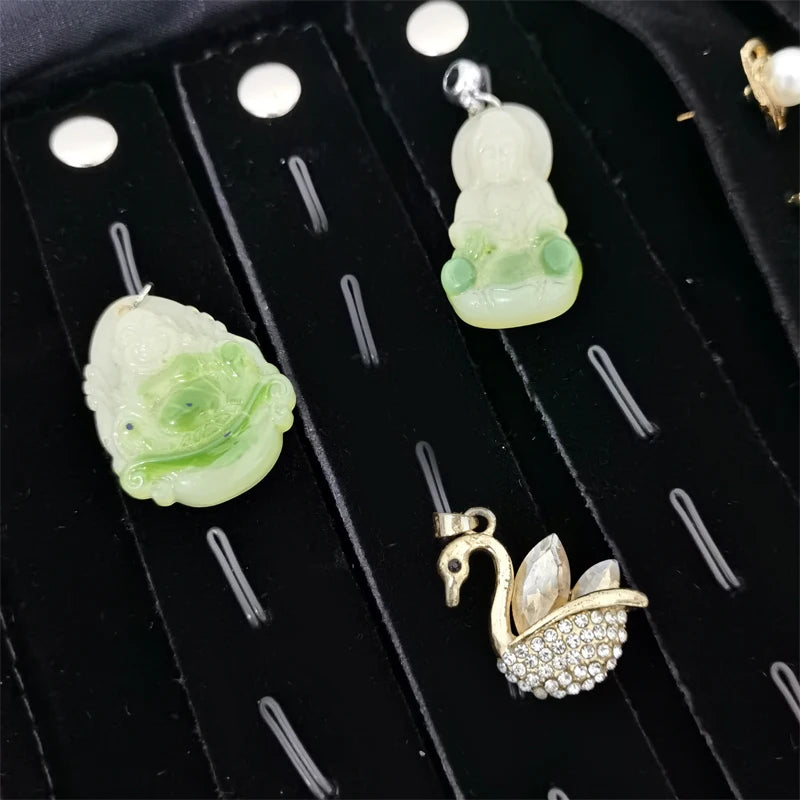 Velvet Jewelry Roll Bag Portable Travel Jewelry Roll Ring Earrings Necklace Pendant Storage Display Bag