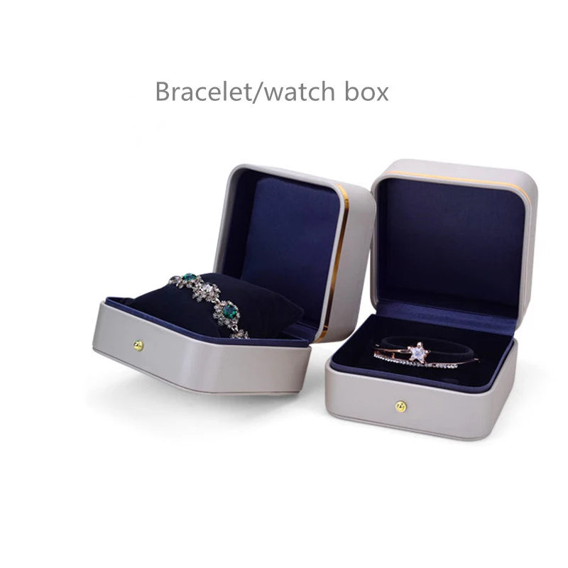 Pu Wedding Ring Jewelry Packaging Gift Box Brooch Watch Storage Case Holder Bracelet Organizer for Jewelry Store