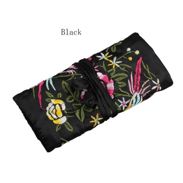 Satin Jewelry Roll Earring Bangle Holder Storage Pack Bag Travel Ring Necklace Jewellery Pouch Organizer Mix Colors