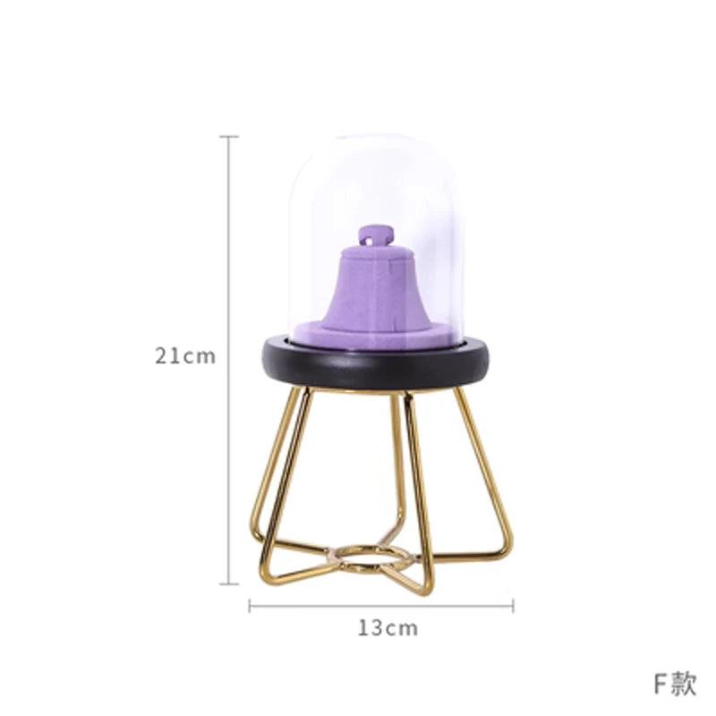 Purple with Dust and Oxidation Proof Glass Cover Jewelry Display Rack Window Ring Earrings Pendant Display Props