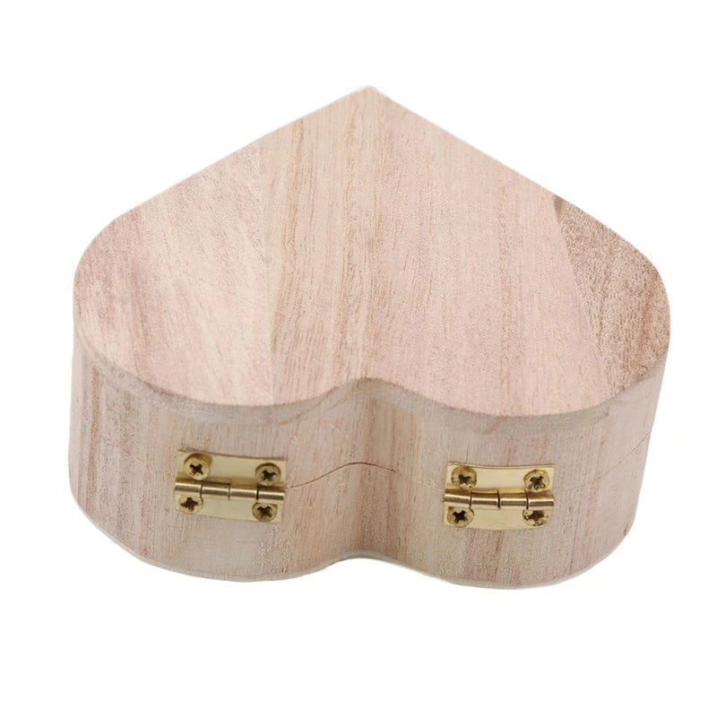 Heart-Shaped Wooden Box Jewelry Case Ring Storage Wooden Contianer Jewelry Creative Gift Box New