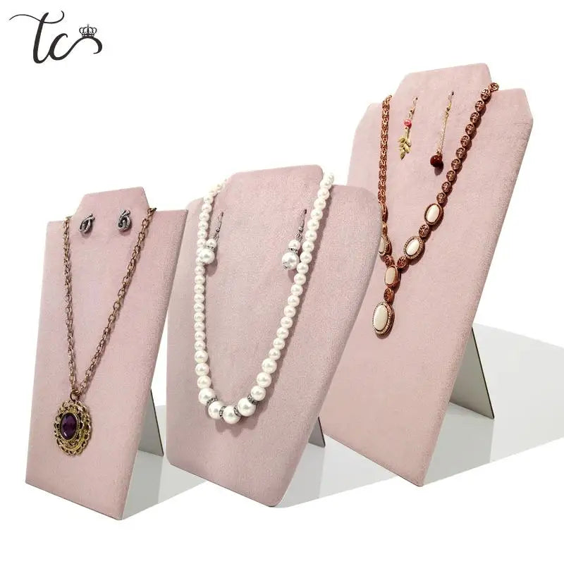 New Jewelry Display Stand Velvet Pu Pearl Necklace Display Board Pendant Earrings Storage Stand Counter Display