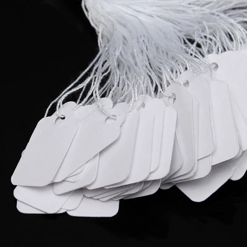 500 Pcs Jewelry Strung Pricing Price Tags with String Silver Merchandise Cloth Label Price Label