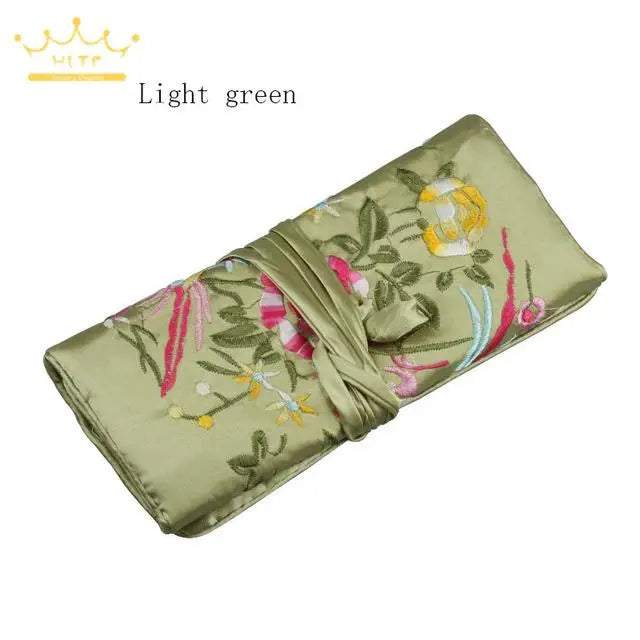Satin Jewelry Roll Earring Bangle Holder Storage Pack Bag Travel Ring Necklace Jewellery Pouch Organizer Mix Colors