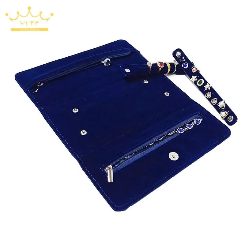 Portable Roll-up Jewelry Roll Storage Bag Folding Travel Earrings Necklaces Bracelets Rings Container Storage