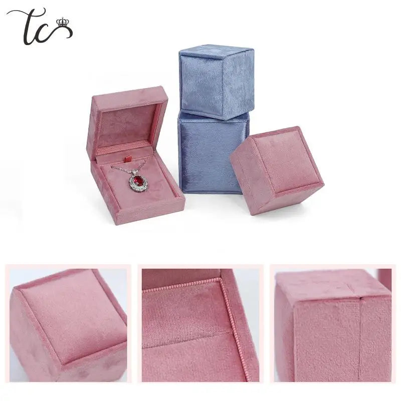 New Velvet Boxes for Ring and Necklace Jewelry Packaging Box Weeding Ring Case Pendant Necklace Holder Valentine's Day Gift Box