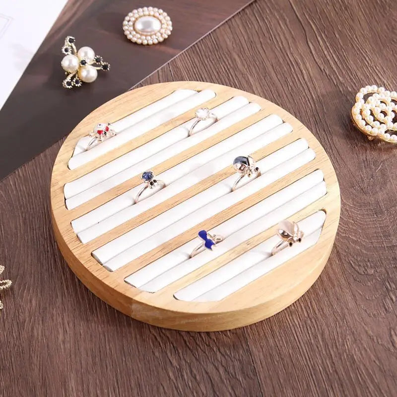 Wood Round Earrings Ring Display Tray for Jewelry Store 92 Solts Ring Storage Plat Personal Jewelry Holder Organizer