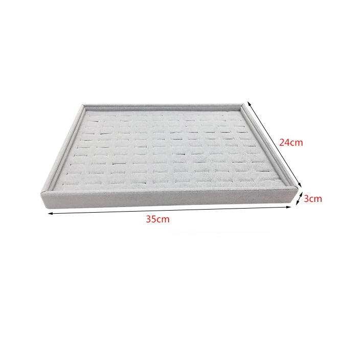 Velvet Jewelry Plate Hundred Ring Display Tray Ear Stud Storage Box Jewelry Display Prop Ring Earring Organizer 35*24Cm
