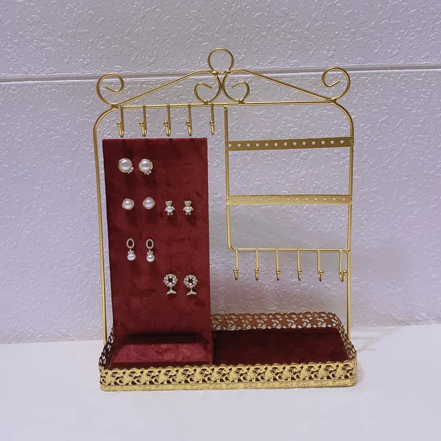 Jewelry Earrings Display Metal Rack Detachable 40-Hole Stud Earrings Display Plate Necklace Hanger