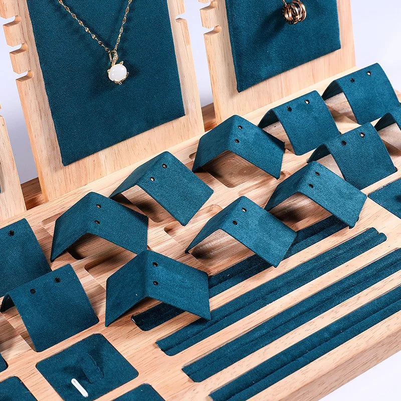 Solid Wood Jewelry Display Stand Necklace Pendant Ring Earrings Bracelet Storage Display Stand