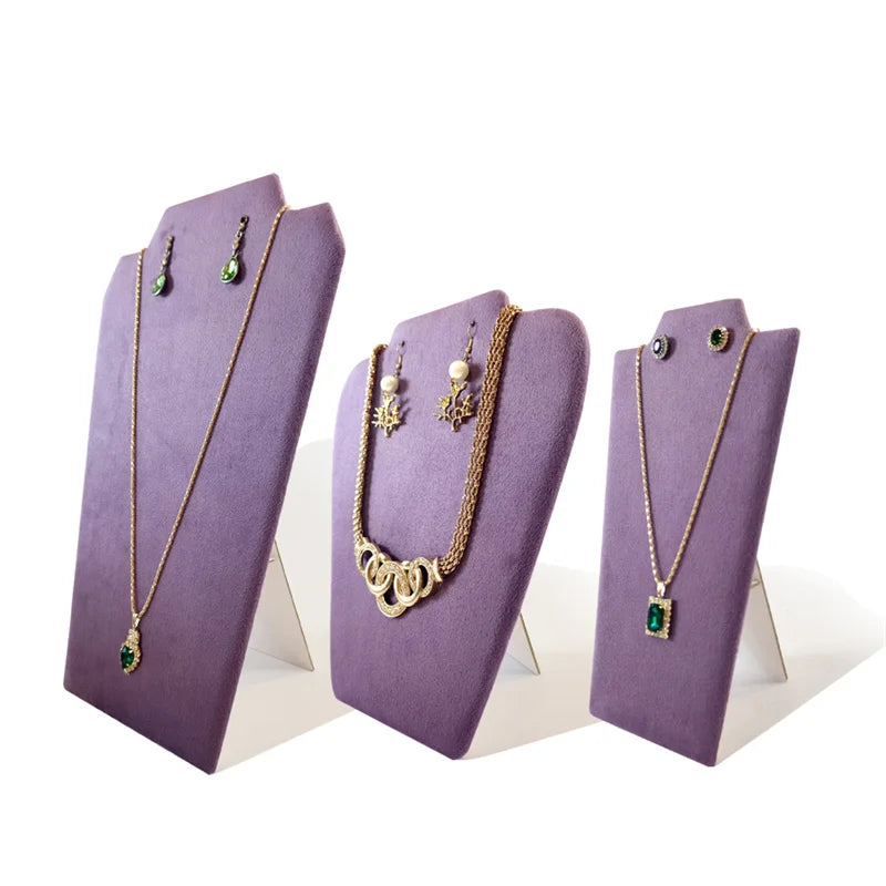 Velvet Necklace Display Stand Jewelry Organizer Rack Pearl Necklace Earrings Display Board for Exhibitor Jewelry Showcase Props