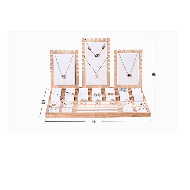 Solid Wood Jewelry Display Stand Necklace Pendant Ring Earrings Bracelet Storage Display Stand