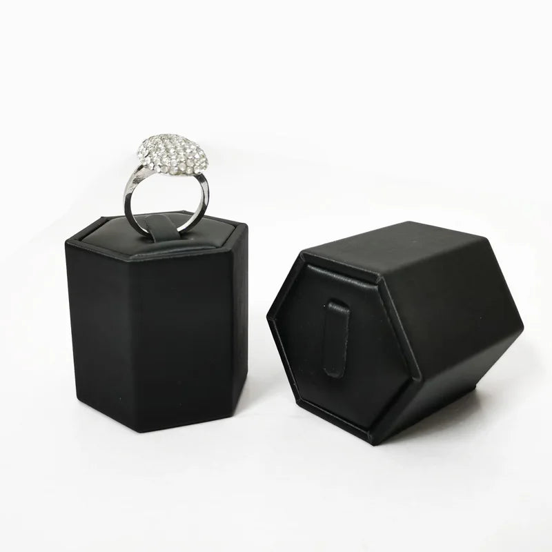 Velvet Pu Leather Hexagon Jewelry Display Rack Ring Storage Display Rack Tower Ring Display Rack