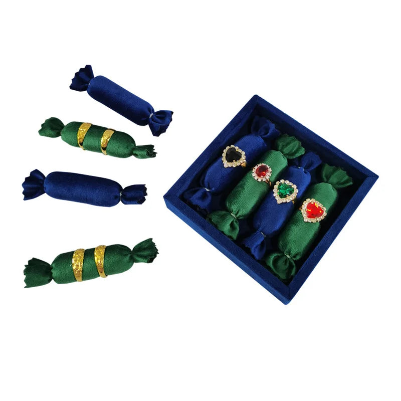 Velvet Candy Shaped Ring Storage Rack Earrings Bracelet Pendant Necklace Jewelry Storage Display Tray