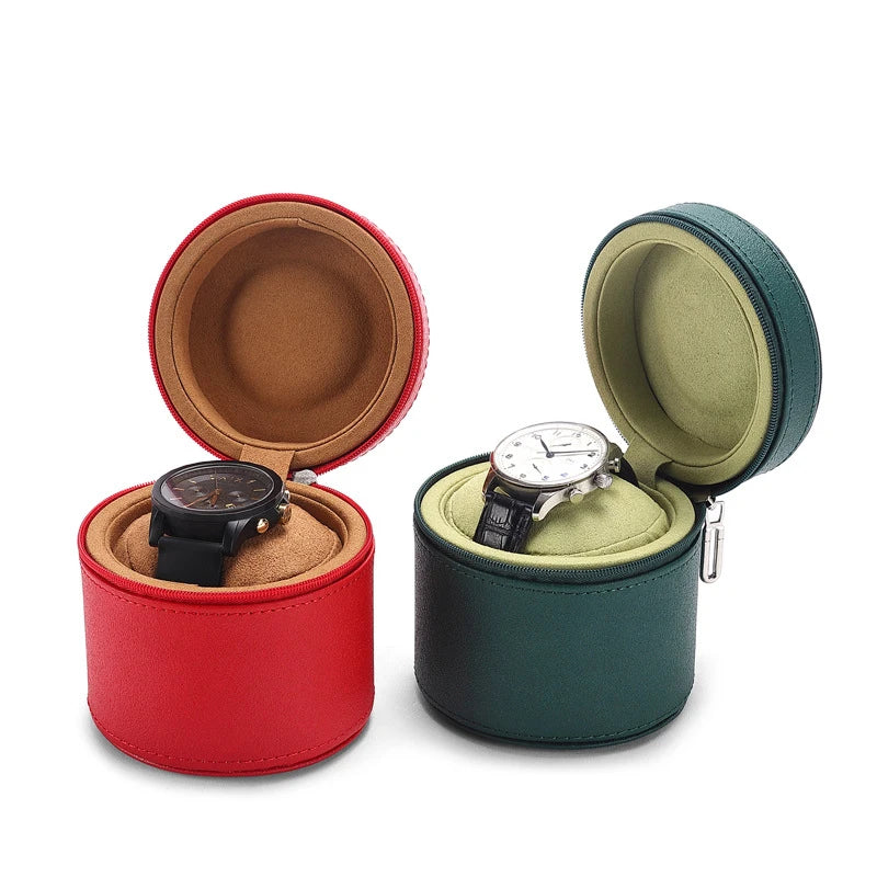 Round Storage Box for Watch Bracelet Exquisite Leather Watch Display Box Festival Party Gift Packaging Box
