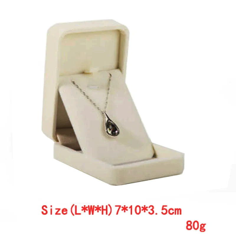 High Quality Beige Flannel Jewelry Box Jewelry Box Ring Necklace Earrings Pendant Storage Box