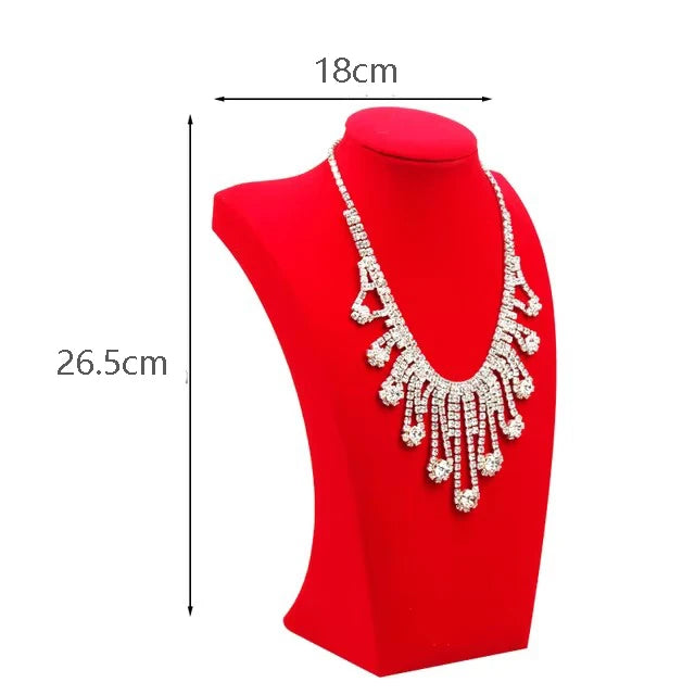 Red Velvet Necklace Jewelry Display Stand Mannequin Pendant Display Holder Model Shelf Neck Bust Frame Showcase Necklace Display