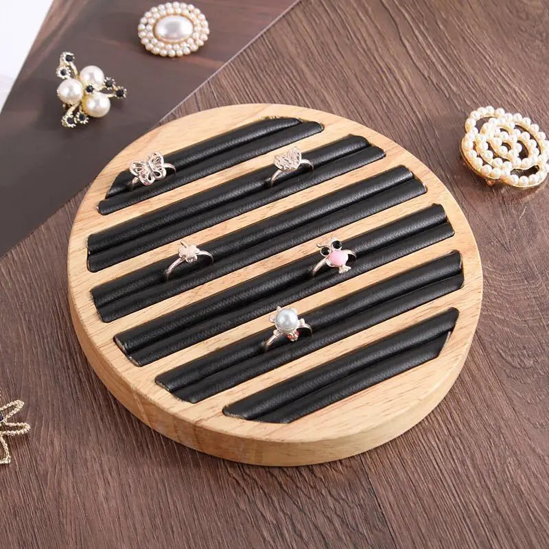 Wood Round Earrings Ring Display Tray for Jewelry Store 92 Solts Ring Storage Plat Personal Jewelry Holder Organizer
