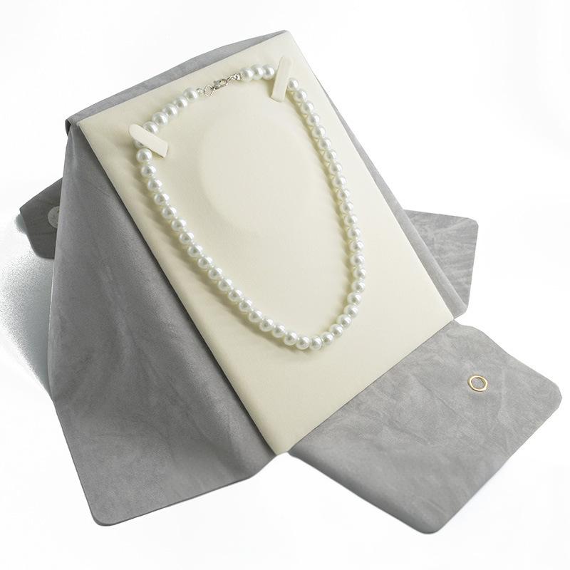 Elegant Jewelry Pearl Necklace Display Stand Bag Pearl Necklace Gift Packaging Box Bag Velvet Jewellery Organizer Gift Box Pouch